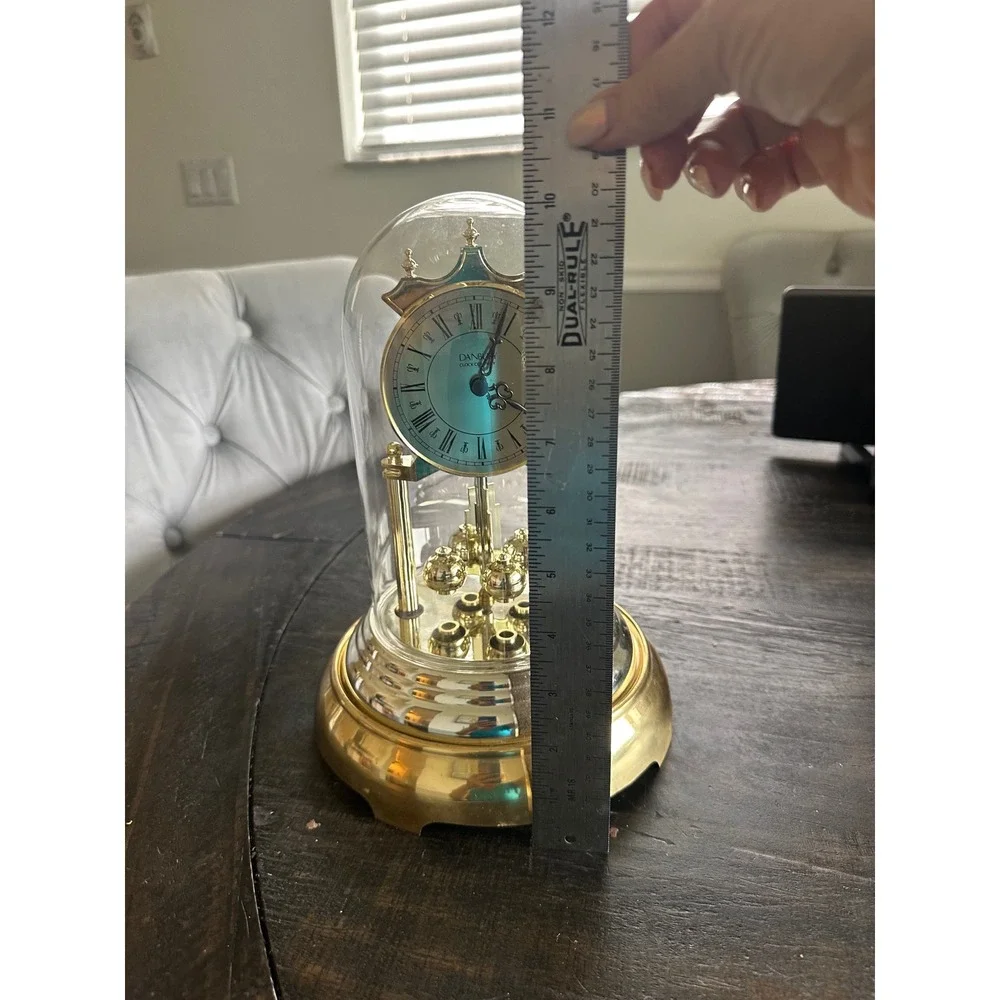 Vintage Danbury Clock Co Anniversary Clock Glass Dome Rotating Pendulum Working